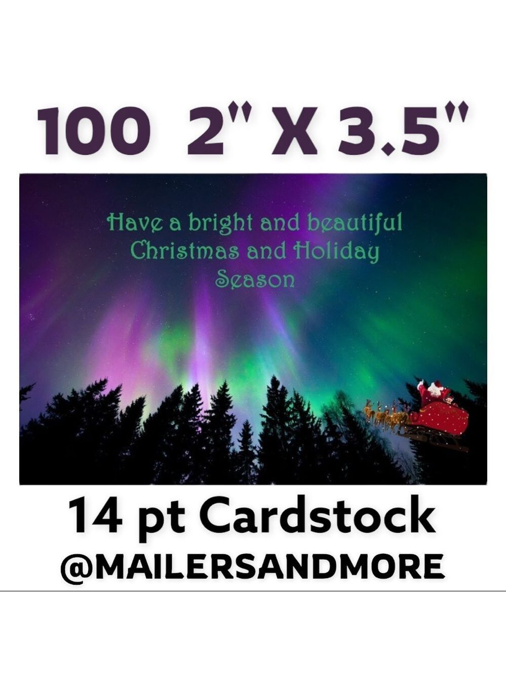 100 Santa Aurora Borealis Christmas Thank You Cards. PRICE IS FIRM